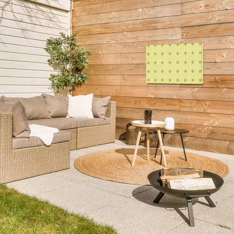 Sterren - Patroon - Groen Tuinposter op houten frame 2 cm dik klein 845 -sfeer2