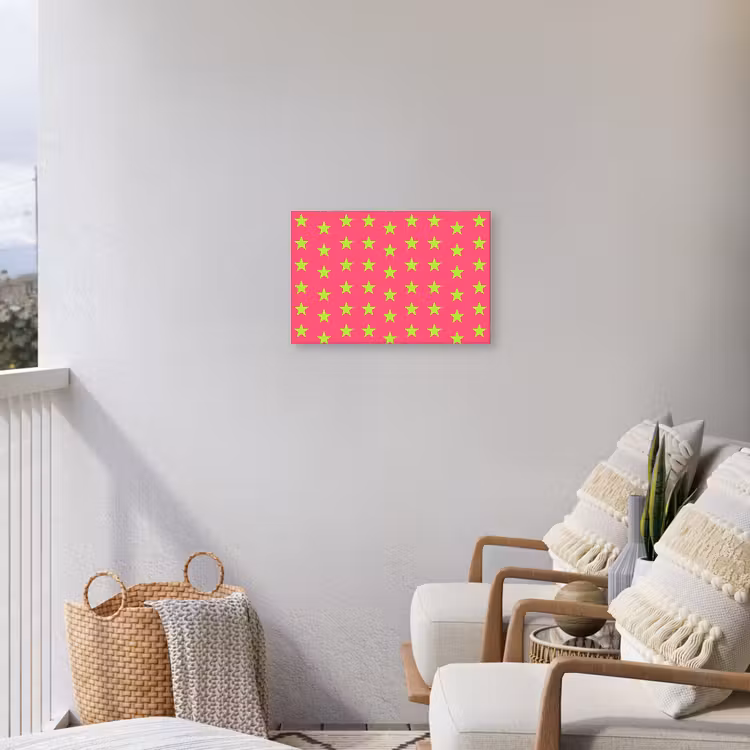 Sterren - Patroon - Roze Tuinposter op houten frame 2 cm dik klein 845 -sfeer1