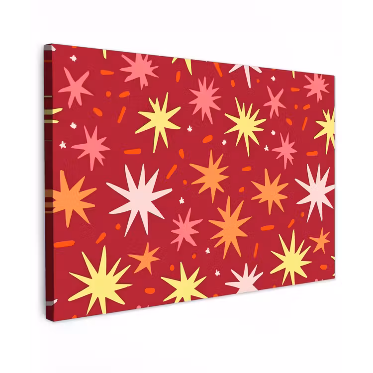 Sterren - Speels - Rood Tuinposter op houten frame 2 cm dik klein 845 -3d