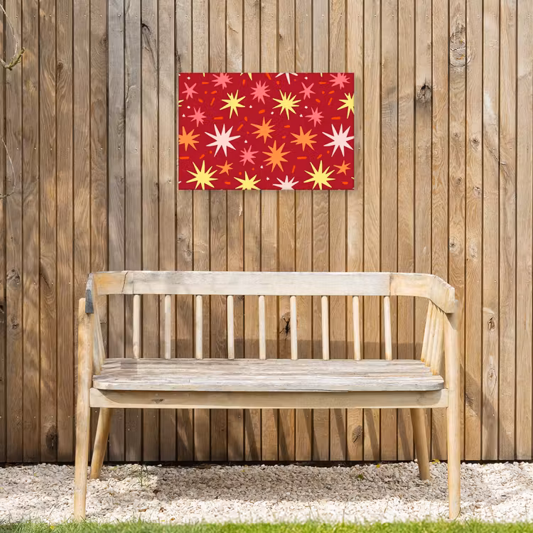 Sterren - Speels - Rood Tuinposter op houten frame 2 cm dik klein 845 -sfeer4