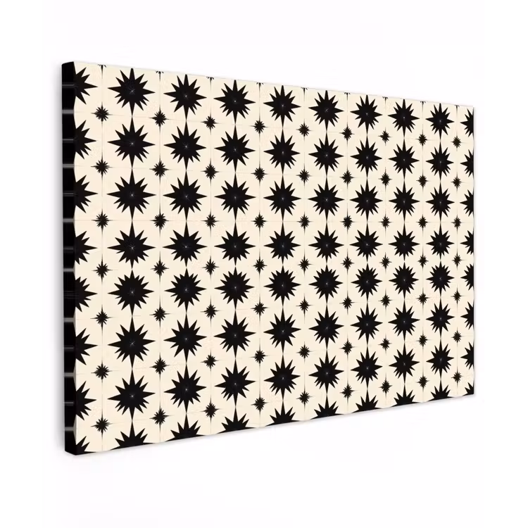 Stervormen - Geometrisch - Zwart Tuinposter op houten frame 2 cm dik klein 845 -3d