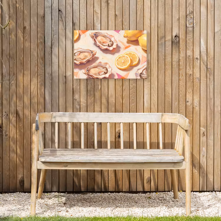 Stilleven - Citroenen - Oesters - Abstract - Oranje Tuinposter op houten frame 2 cm dik klein -sfeer4