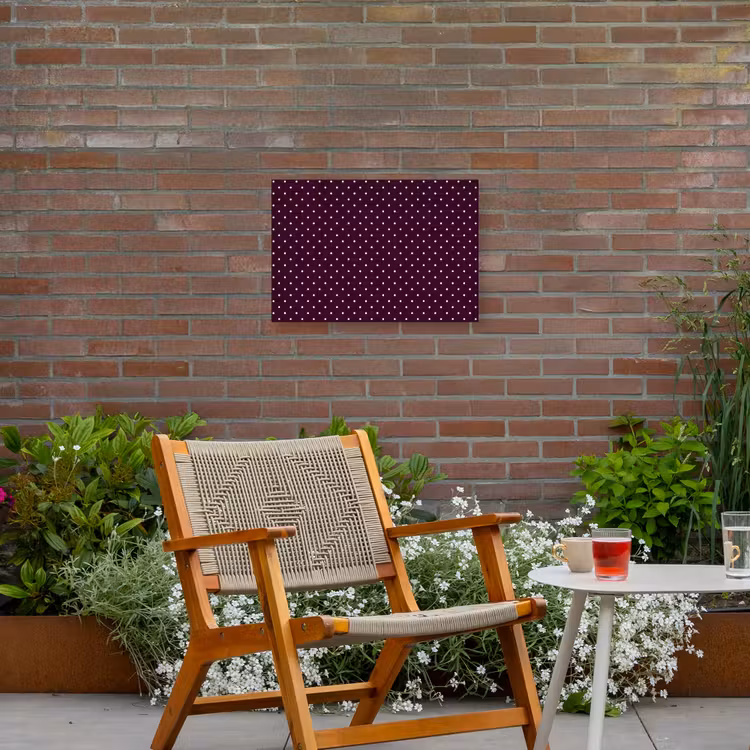 Stippen - Modern - Paars Tuinposter op houten frame 2 cm dik klein 845 -sfeer3