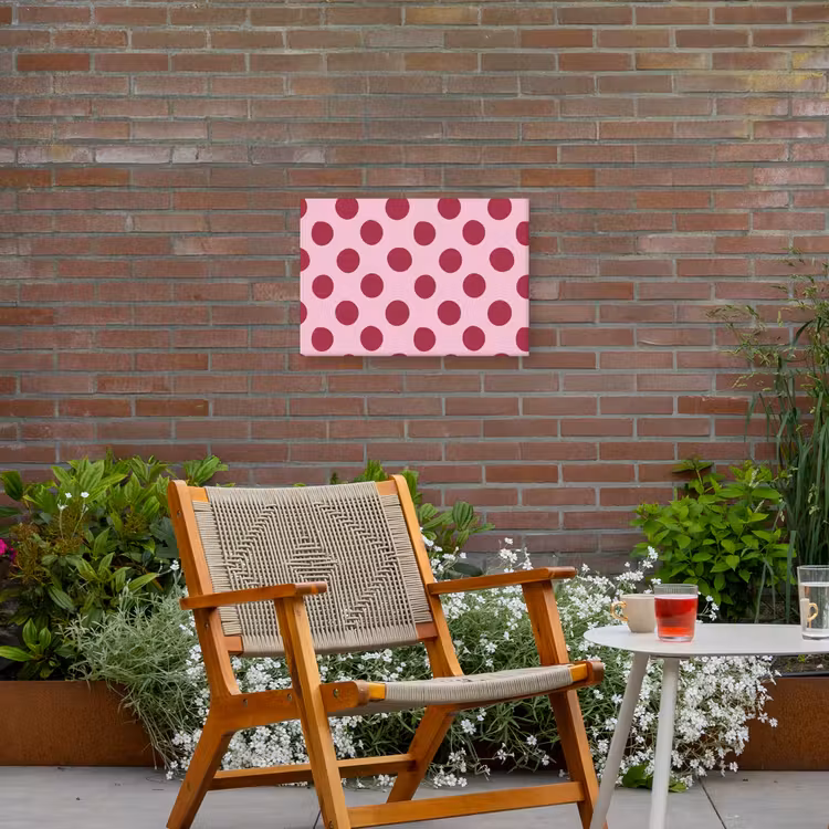 Stippen - Patroon - Bordeaux Tuinposter op houten frame 2 cm dik klein 845 -sfeer3