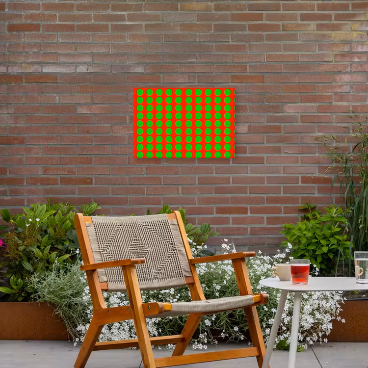 Stippen - Patroon - Groen Tuinposter op houten frame 2 cm dik klein 845 -sfeer3