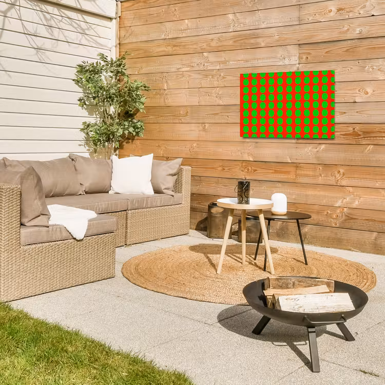 Stippen - Patroon - Groen Tuinposter op houten frame 2 cm dik klein 845 -sfeer2