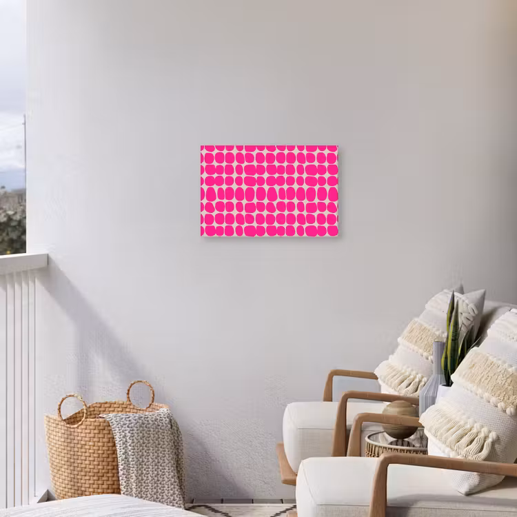 Stippen - Patroon - Roze Tuinposter op houten frame 2 cm dik klein 845 -sfeer1