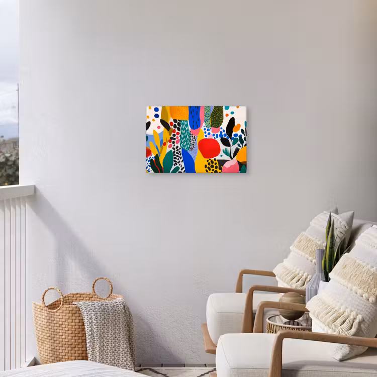 Stippen - Vormen - Modern - Kleuren Tuinposter op houten frame 2 cm dik klein -sfeer1