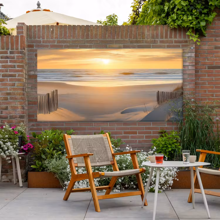 Strand - Duinen - Zonsondergang Tuinposter op houten frame 2 cm dik xxl -sfeer3