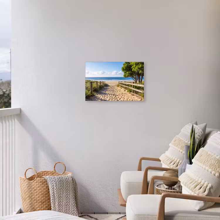 Strand - Zandpad - Oceaan - Natuur Tuinposter op houten frame 2 cm dik klein -sfeer1