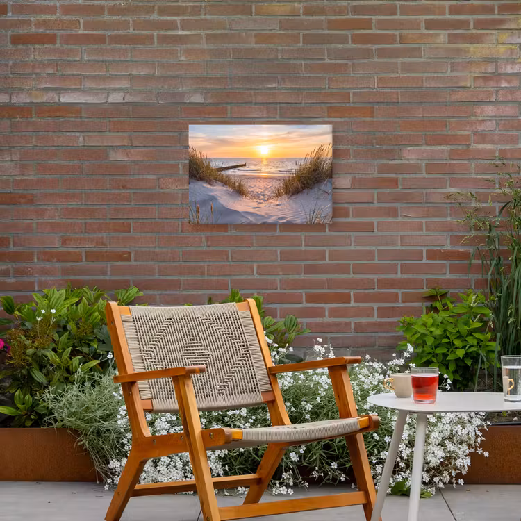 Strand - Zonsondergang - Natuur - Landschap Tuinposter op houten frame 2 cm dik klein -sfeer3