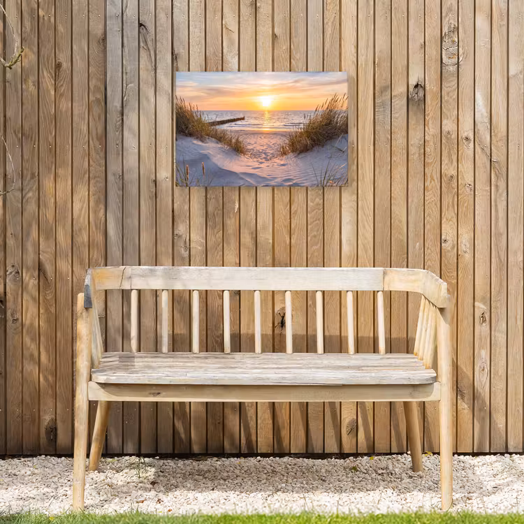 Strand - Zonsondergang - Natuur - Landschap Tuinposter op houten frame 2 cm dik klein -sfeer4