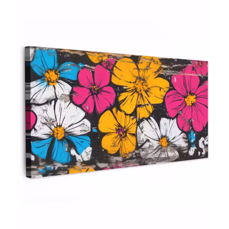 Street Art - Bloemen - Mix Tuinposter op houten frame 2 cm dik xxl -3d