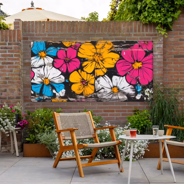 Street Art - Bloemen - Mix Tuinposter op houten frame 2 cm dik xxl -sfeer3