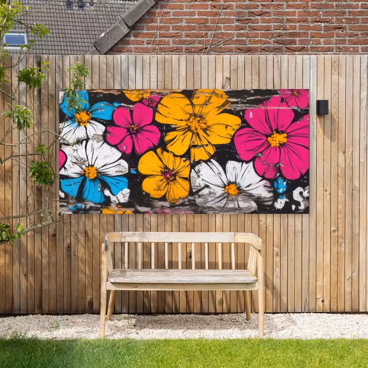 Street Art - Bloemen - Mix Tuinposter op houten frame 2 cm dik xxl -sfeer4