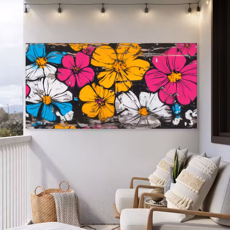 Street Art - Bloemen - Mix Tuinposter op houten frame 2 cm dik xxl -sfeer1