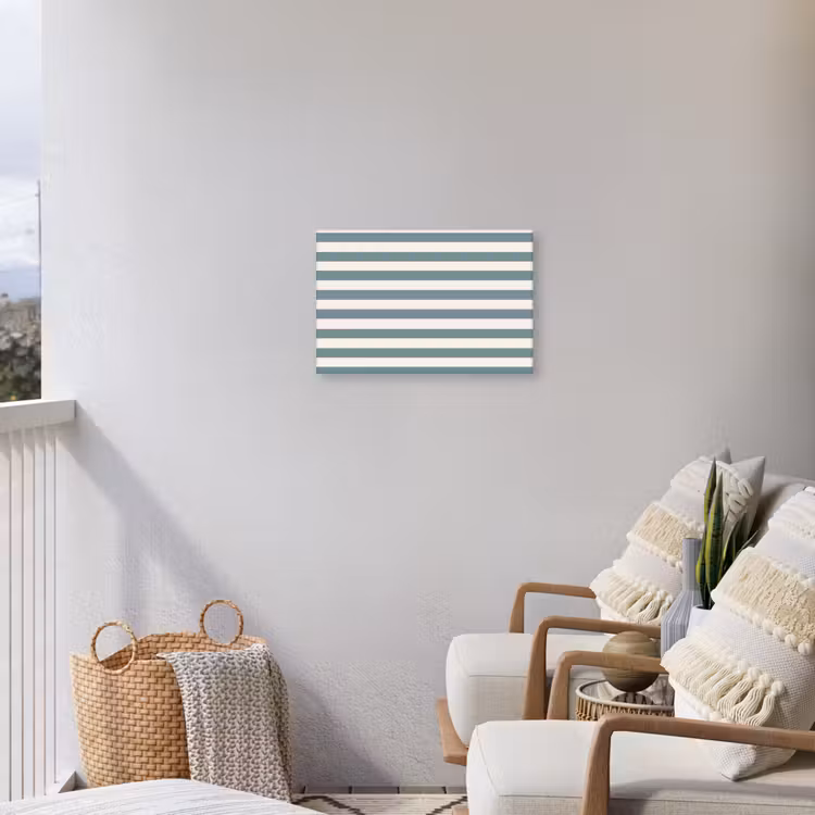 Strepen - Modern - Blauw Tuinposter op houten frame 2 cm dik klein 845 -sfeer1