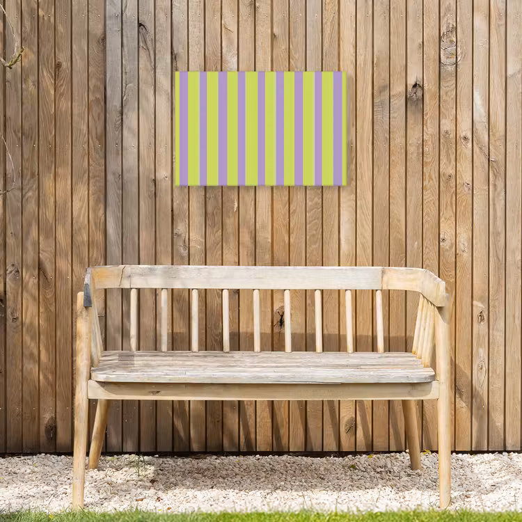 Strepen - Patroon - Groen Tuinposter op houten frame 2 cm dik klein 845 -sfeer4