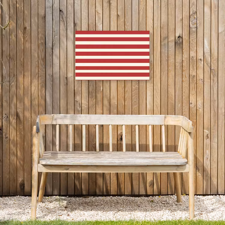 Strepen - Patroon - Rood Tuinposter op houten frame 2 cm dik klein 845 -sfeer4