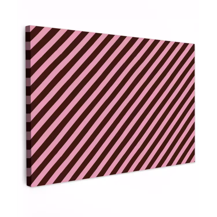 Strepen - Roze - Bruin Tuinposter op houten frame 2 cm dik klein 845 -3d