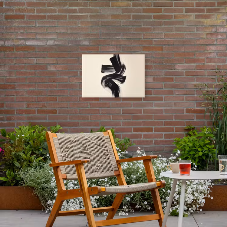 Strepen - Zwart - Abstract Tuinposter op houten frame 2 cm dik klein -sfeer3