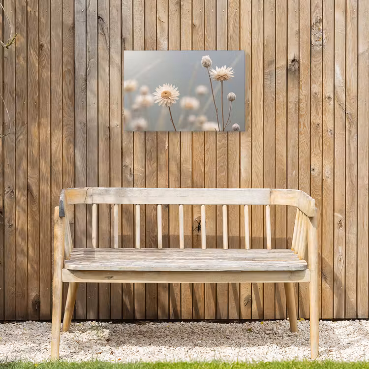 Strobloemen - Wit - Daglicht Tuinposter op houten frame 2 cm dik klein -sfeer4