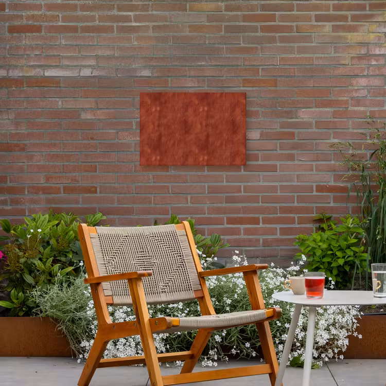 Stucwerk - Textuur  - Terracotta Tuinposter op houten frame 2 cm dik klein 845 -sfeer3