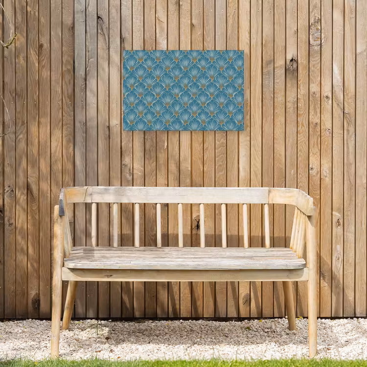 Symmetrisch - Patroon - Blauw Tuinposter op houten frame 2 cm dik klein 845 -sfeer4