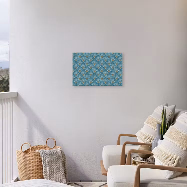 Symmetrisch - Patroon - Blauw Tuinposter op houten frame 2 cm dik klein 845 -sfeer1