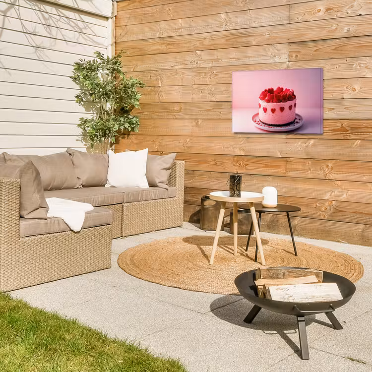 Taart - Hart - Roze Tuinposter op houten frame 2 cm dik klein -sfeer2