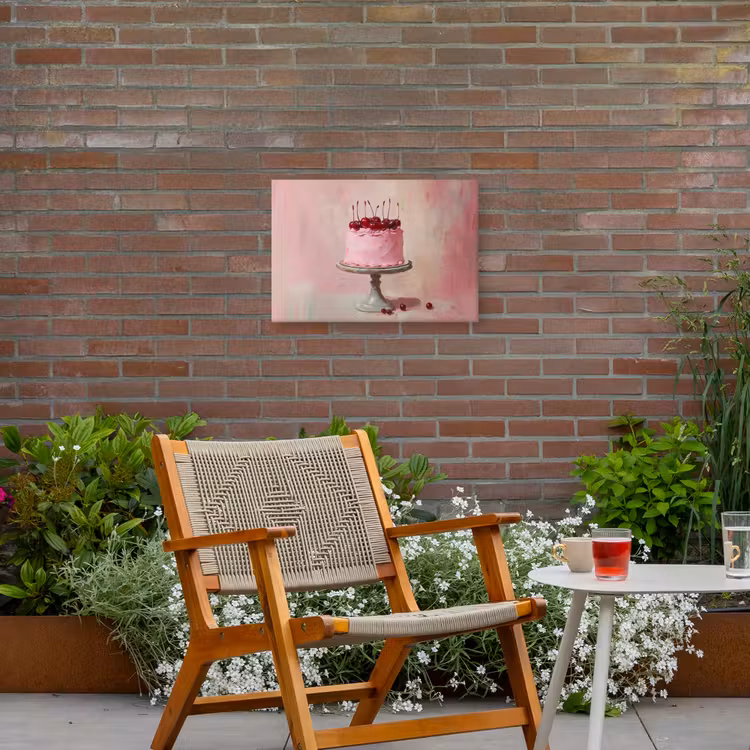 Taart - Pink - Cherry Tuinposter op houten frame 2 cm dik klein -sfeer3