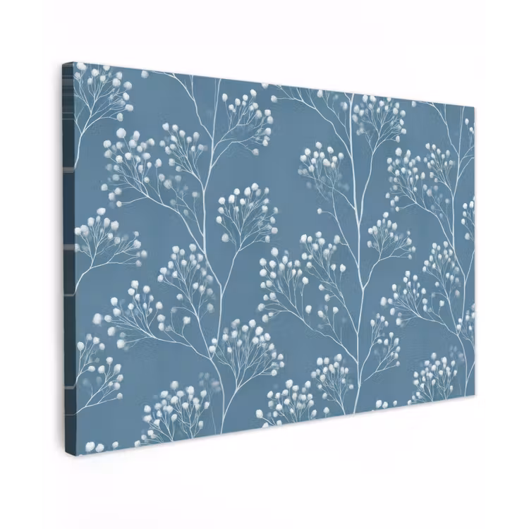 Takken - Bessen - Patroon - Lichtblauw Tuinposter op houten frame 2 cm dik klein 845 -3d