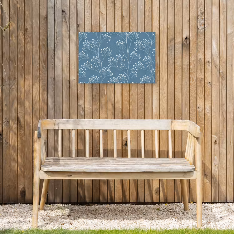 Takken - Bessen - Patroon - Lichtblauw Tuinposter op houten frame 2 cm dik klein 845 -sfeer4