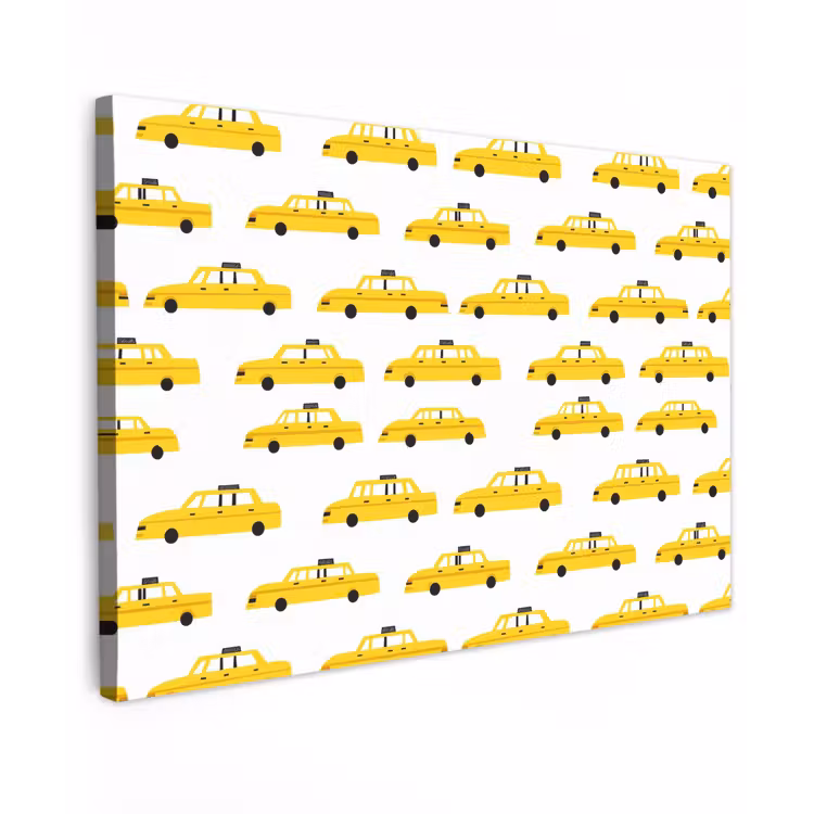 Taxi - Iconisch - Geel Tuinposter op houten frame 2 cm dik klein 845 -3d