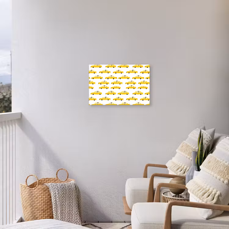 Taxi - Iconisch - Geel Tuinposter op houten frame 2 cm dik klein 845 -sfeer1