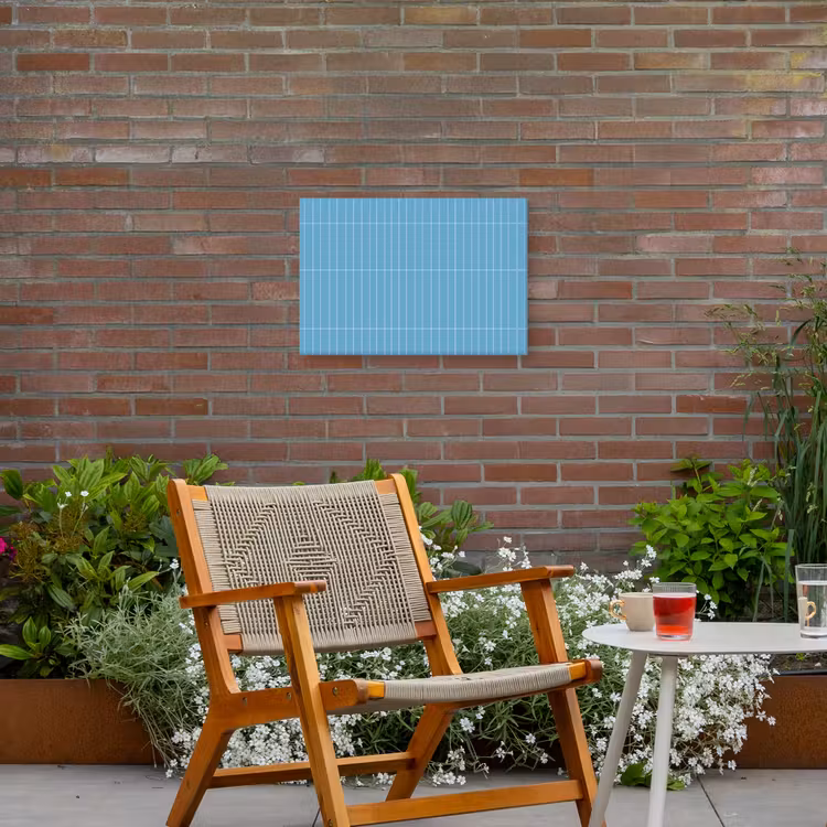 Tegel - Langwerpig - Patroon - Blauw Tuinposter op houten frame 2 cm dik klein 845 -sfeer3