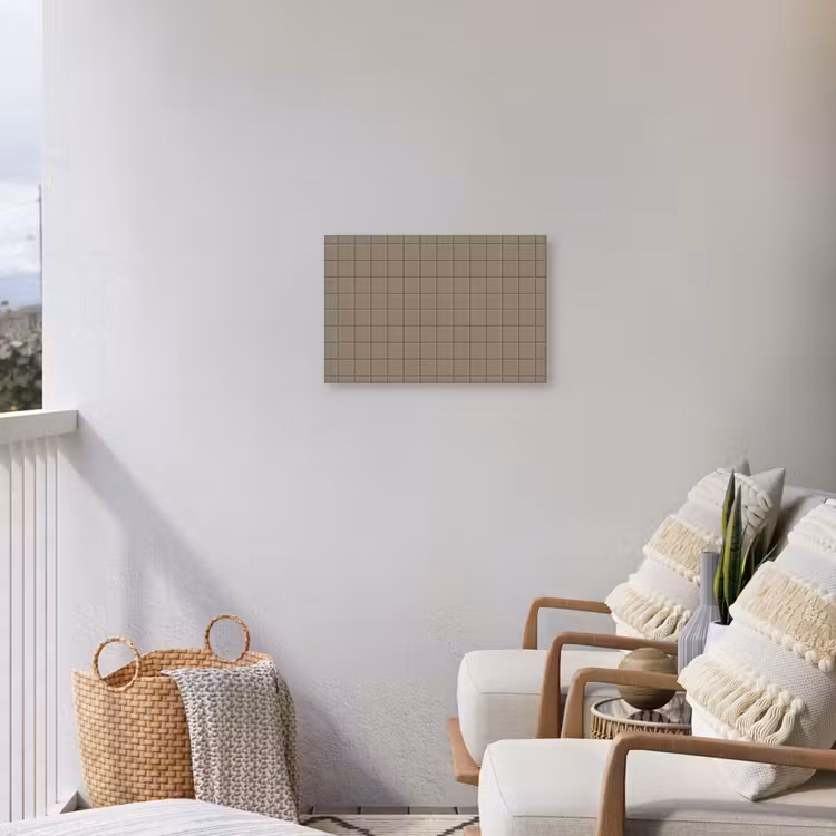 Tegel - Patroon - Taupe Tuinposter op houten frame 2 cm dik klein 845 -sfeer1