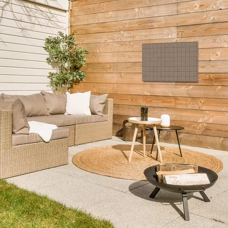 Tegel - Patroon - Taupe Tuinposter op houten frame 2 cm dik klein 845 -sfeer2