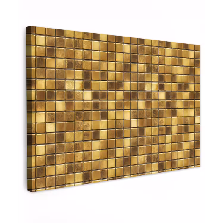 Tegels - Mozaïek - Luxe - Warm Goud Tuinposter op houten frame 2 cm dik klein 845 -3d