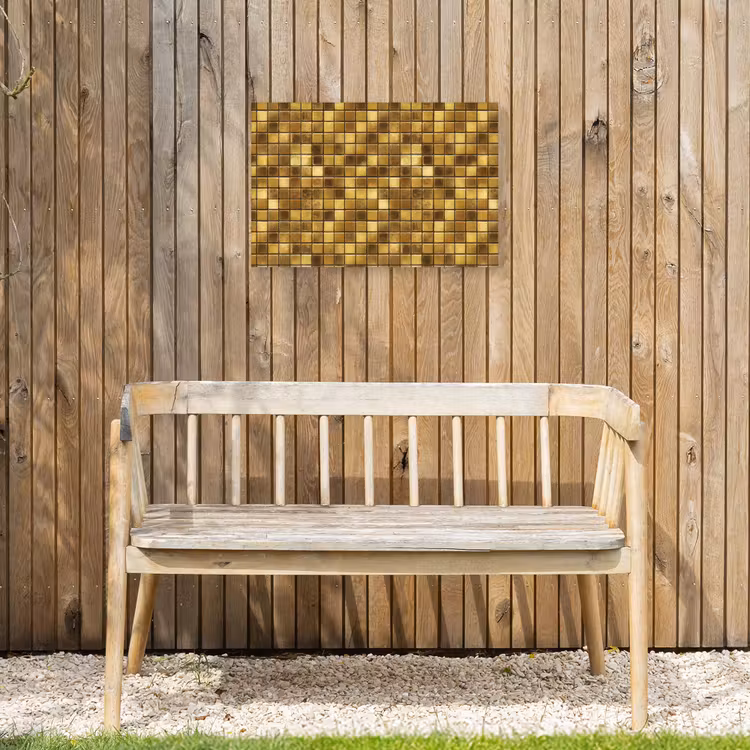 Tegels - Mozaïek - Luxe - Warm Goud Tuinposter op houten frame 2 cm dik klein 845 -sfeer4