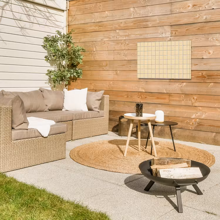 Tegels - Patroon - Crème Tuinposter op houten frame 2 cm dik klein 845 -sfeer2