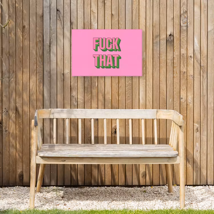 Tekst - Bold - Roze Tuinposter op houten frame 2 cm dik klein -sfeer4