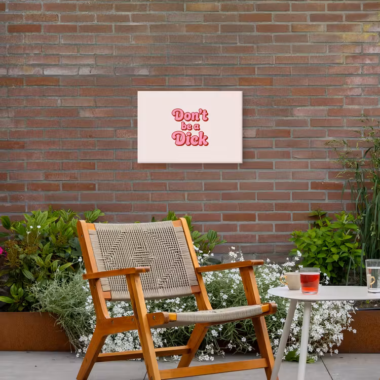 Tekst - Boodschap - Roze Tuinposter op houten frame 2 cm dik klein -sfeer3