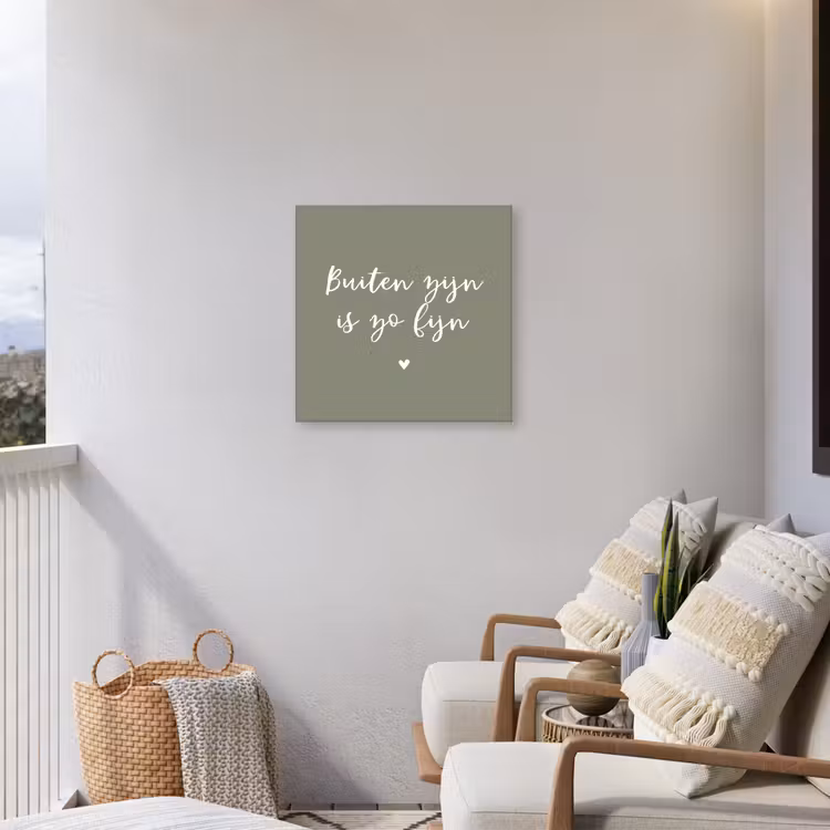 Tekst - Buiten zijn is zo fijn - Zomer - Spreuken Tuinposter op houten frame 2 cm dik middel -sfeer1