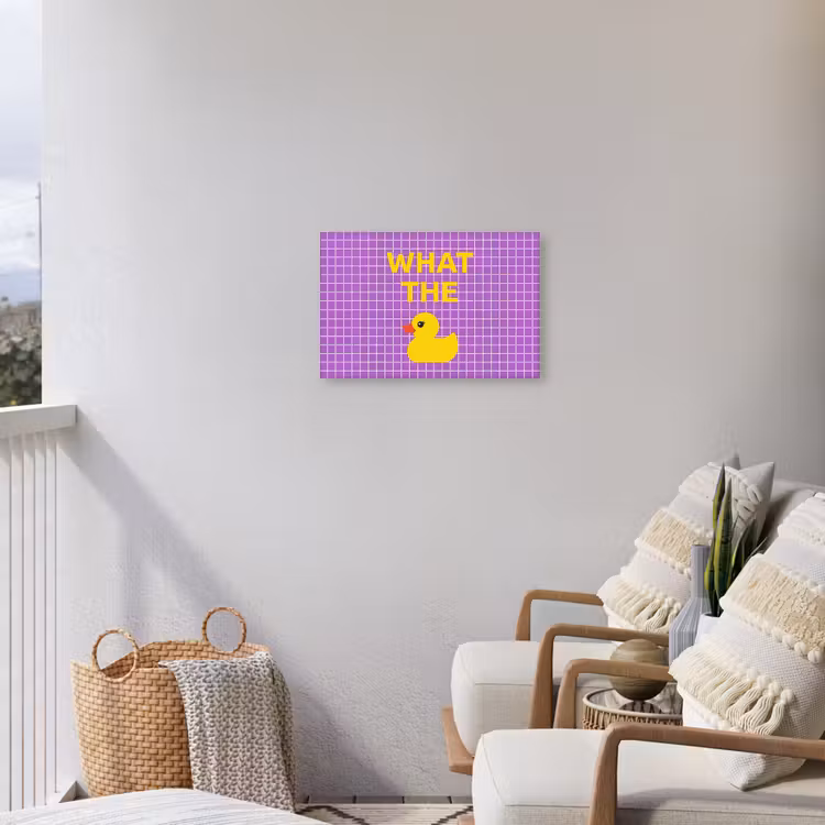 Tekst - Eend - Paars Tuinposter op houten frame 2 cm dik klein -sfeer1