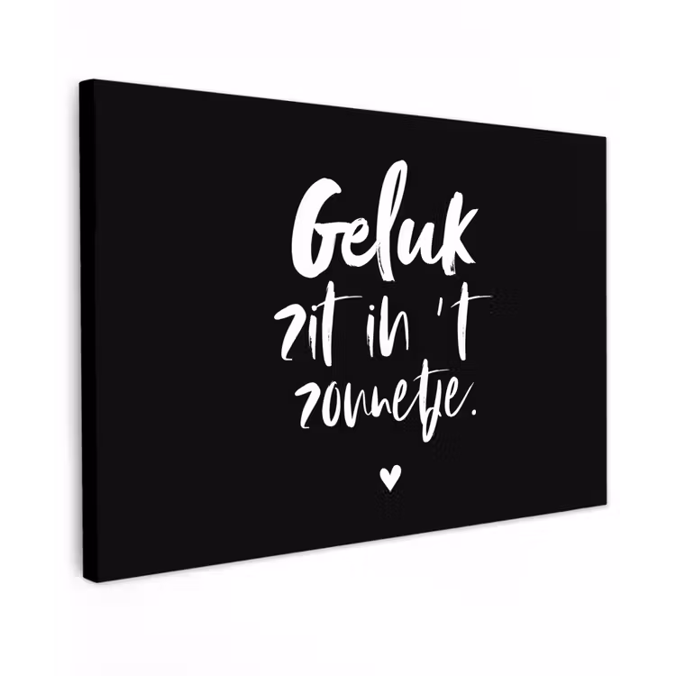 Tekst - Geluk zit in 't zonnetje - Quotes - Zomer - Zon Tuinposter op houten frame 2 cm dik klein -3d