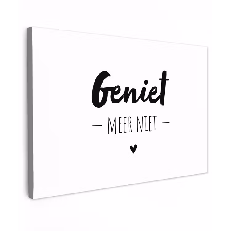 Tekst - Geniet meer niet - Genieten - Quotes Tuinposter op houten frame 2 cm dik klein -3d