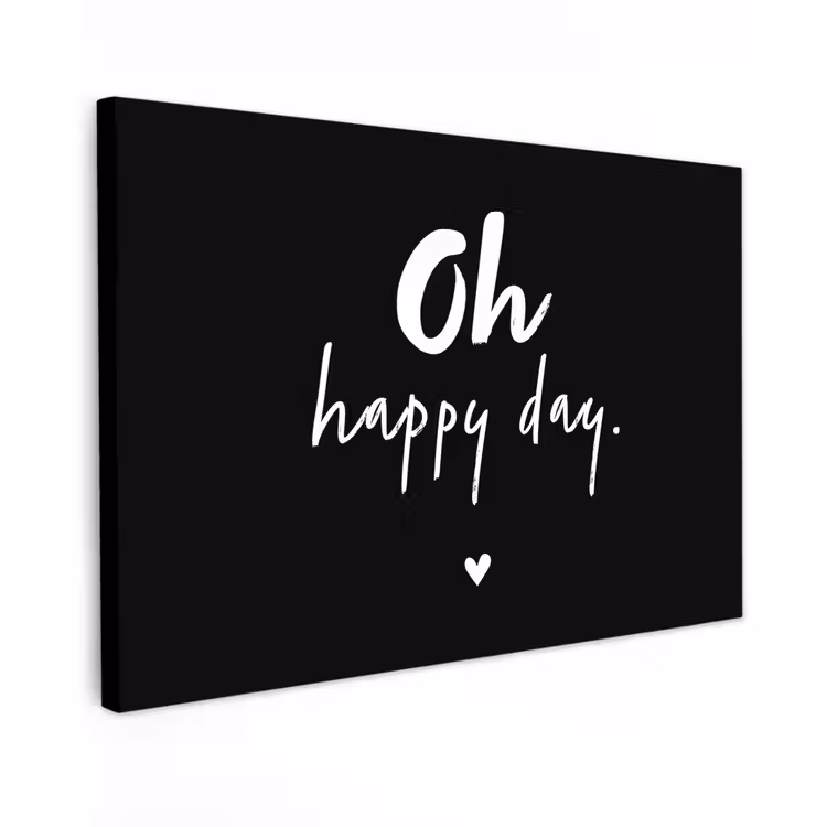 Tekst - Oh happy day - Zomer - Quotes Tuinposter op houten frame 2 cm dik klein -3d