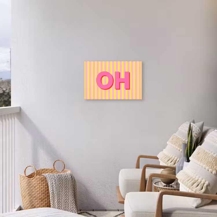 Tekst - Strepen - Roze Tuinposter op houten frame 2 cm dik klein -sfeer1