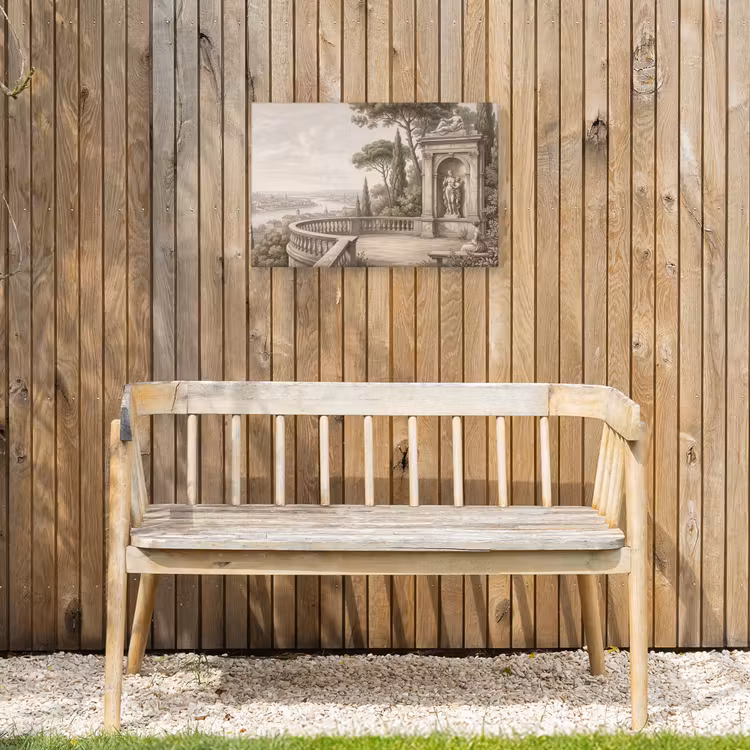 Terras - Stad - Uitzicht - Rivier Tuinposter op houten frame 2 cm dik klein -sfeer4